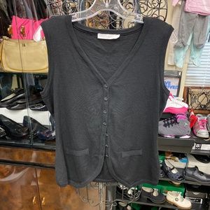 Anne Fontaine Black Wool Button Down Vest (40)